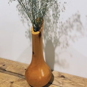 Hand carved wooden vase